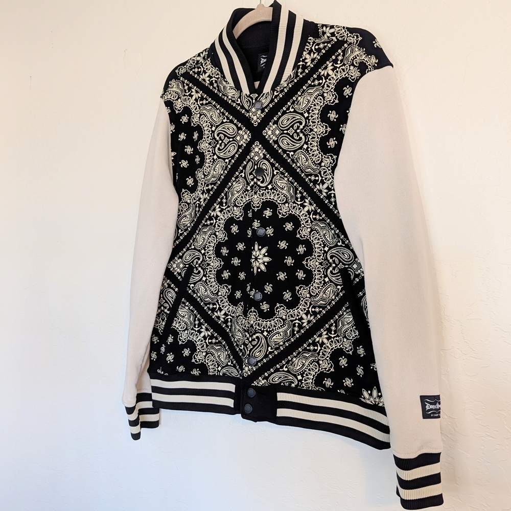Black and White/Cream Varsity Bomber Dogg Supply Streetwear Urban Normcore